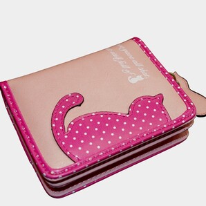 ●お財布に充分・人気商品【可愛い猫のミニ財布】カードポケット6・お札入れ・ファスナー式小銭入れ【内部仕切有り・1】【送料無料】◆