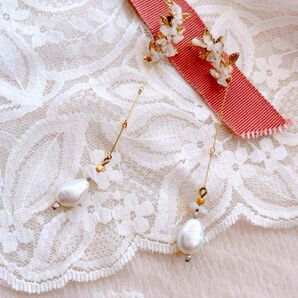 淡水パール ピアス ゴールド ウェディング アクセサリー オケージョンピアス