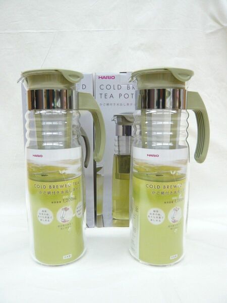 『ハリオ かご網付き水だし茶ポット』2本セット 1200ml 水だし茶 耐熱
