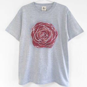 Art hand Auction メンズ Tシャツ XXLサイズ バラの花柄 手描きTシャツ カジュアル 薔薇 ローズ 水彩 クリスマス, XLサイズ以上, 丸首, 柄もの