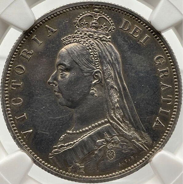 1887年 イギリス ハーフクラウン 銀貨 コイン NGC AU Details