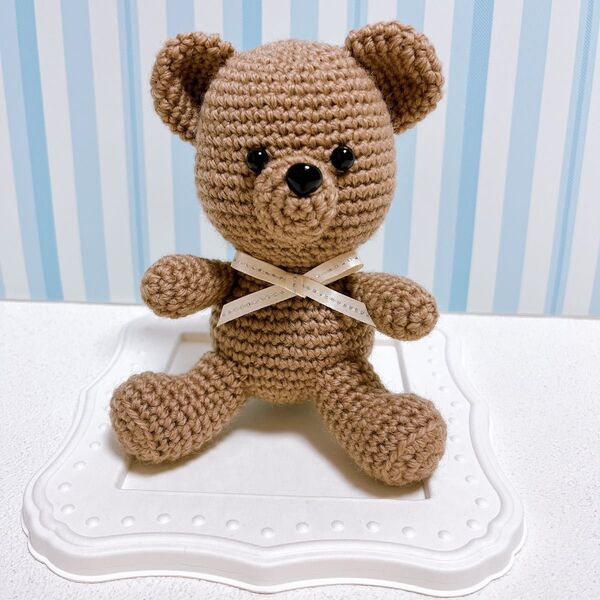【ハンドメイド】あみぐるみ お座り くまさん