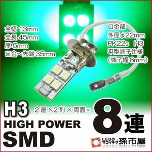 LED 孫市屋 H308-G H3-ハイパワーSMD8連-緑