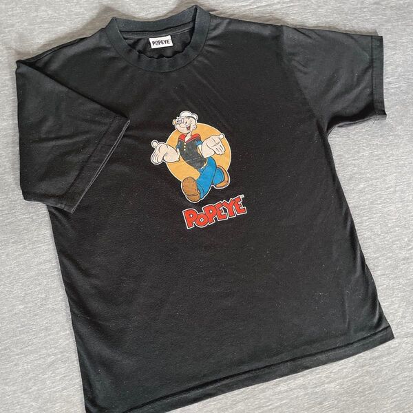 処分価格 黒 Tシャツ 半袖 ポパイ レディースMサイズ程