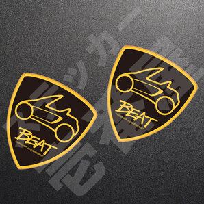 新品・未使用☆ホンダ ビート PP1 フェンダーエンブレム マグネット “ ビートイラスト BK ” 左右セット(2枚) HONDA BEAT 新品|送料無料