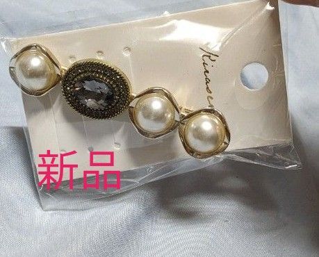 新品 ヘアバレッタ パール ヘア アクセサリー 結婚式 ヘアアクセ ゴールドカラー