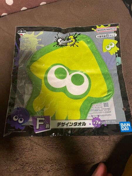 新品 未開封 一番くじ スプラトゥーン3 タオルハンカチ ダイカット イカ F賞