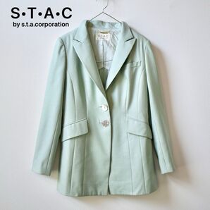 【STAC/スタック】ペールグリーンスーツ パンツ セットアップ 学校行事 上品 品格スーツ 日本製 銀座マギー 接待 講演会 M