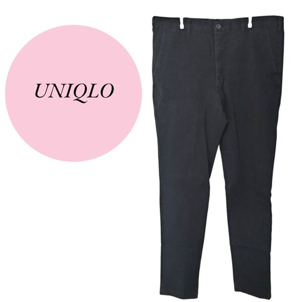 即日発送【ユニクロ】UNIQLO メンズ パンツ ストレート 88センチ ブラック 黒 理由あり古着