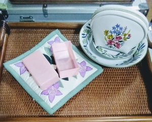 即決！ 昭和レトロ 山桜製品 NAME CARD 可愛い ピンク 桜色 桃色 小箱 小物入れ アンティーク ケース 骨董品 検: 名刺入れ