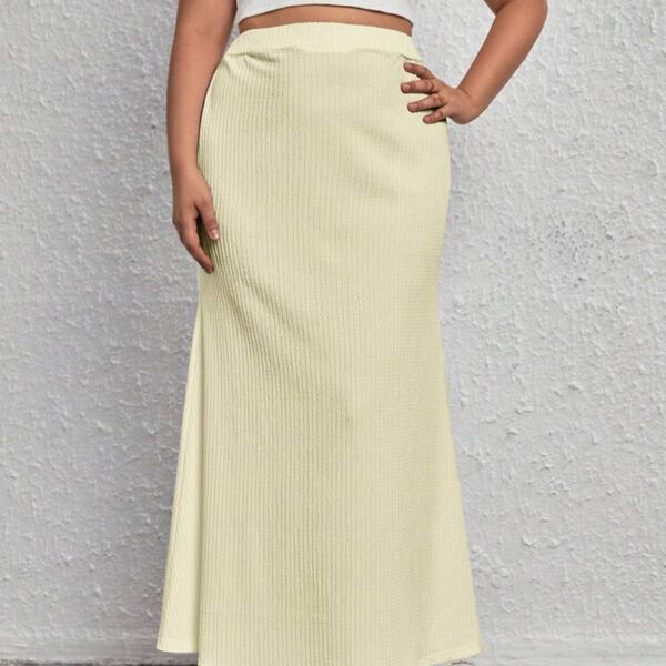 SHEIN プラスサイズ イエロー ロングスカート 1XL