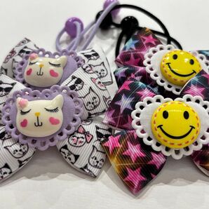 Wリボンのヘアゴム2セット(18)