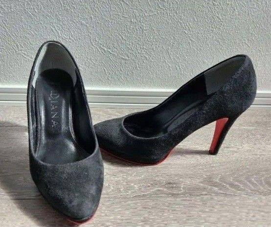 美品 DIANA ダイアナ ブラック パンプス 黒スエード サイズ 21.5