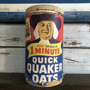 即決 Quick Quaker Oats 24.5cm フードコンテナ パッケージ ビンテージ缶 シリアル アドバタイジング ツールケース ボックス 雑貨 USA