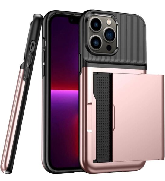 iPhone12/ 12proカード収納ケース MIL規格さらさら肌触り ピンク