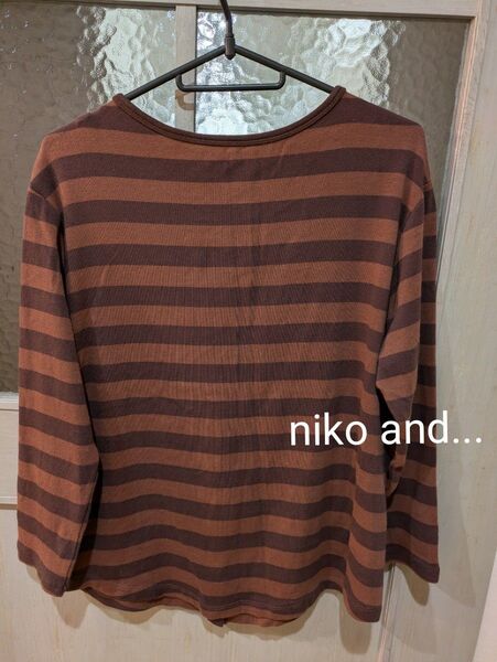 niko and... ボーダー カーディガン 茶色×黒 前後ろでの着用可