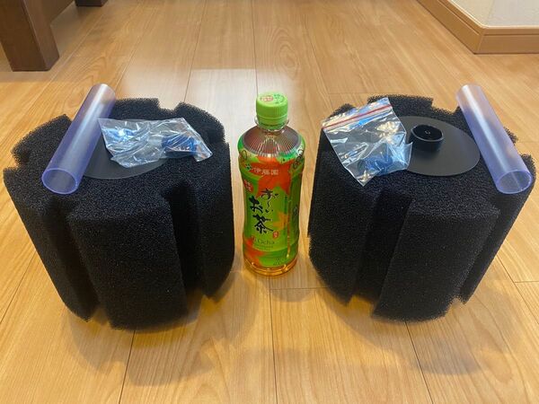 超大型スポンジフィルター(新品・ワイドタイプ)×2個スペアエアストーン付(金魚らんちゅうディスカス錦鯉熱帯魚に最適)