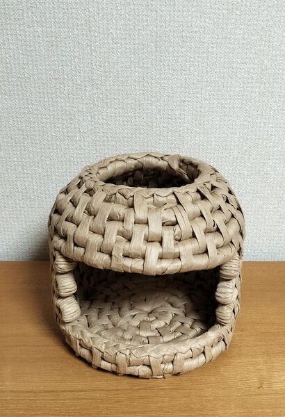 紙紐製猫ちぐら ミニ (入口14×9cm)