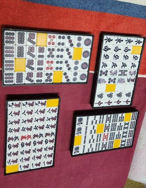 Lサイズ 麻雀牌 一式 特大 マージャンパイ 点数棒 赤牌入り まーじゃんぱい 牌 点棒 麻雀一式セット ジャンボ Lサイズ 大型