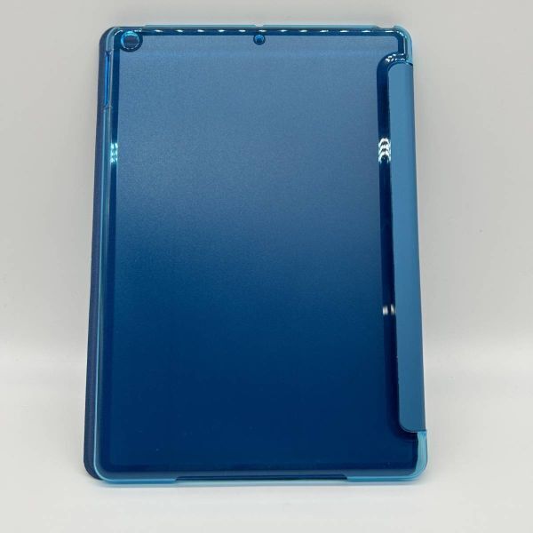 iPad 9/8/7 ケース (2021 2020 2019) 半透明バックカバー スマートカバー 軽量 三つ折りスタンド iPad 10.2 対応 -ライトブルーA3021