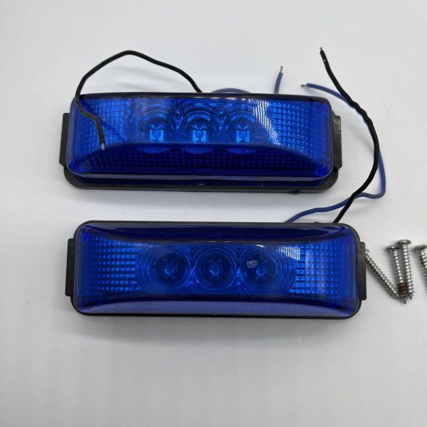 led トラック サイドマーカーランプ 24V 12V 3連LED 側灯 車幅灯 トラック デコトラ ドレスアップ 高輝度 防水 青色光 2個セットDR046