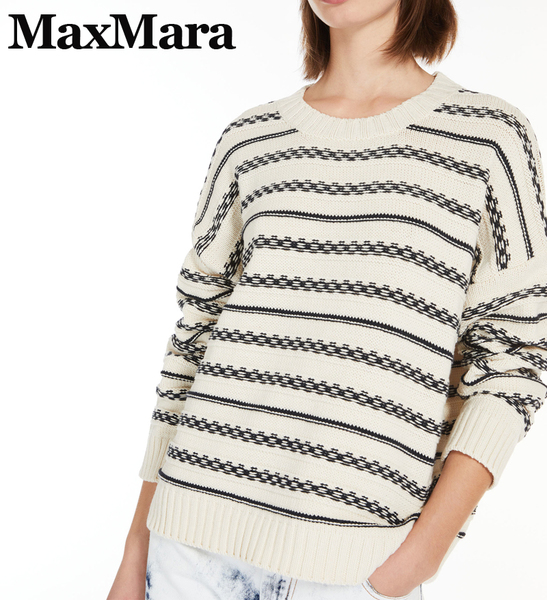 新品58%OFF マックスマーラ Max Mara オーバーサイズニット エクル×ネイビー Mサイズ 【送料無料】