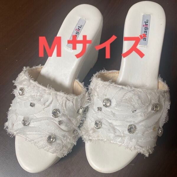 ミュール サンダル 靴 白 ホワイト M レディースファッション シューズ