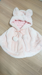  beautiful goods * Shirley Temple fur poncho cape coat baby pink F