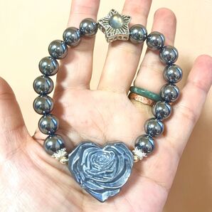 最終価格 ヘマタイト ハート ブレスレット 限定1本 ハンドメイド デザブレ