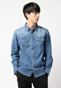  new goods Stra Raggio -stroke lalajo Denim shirt 