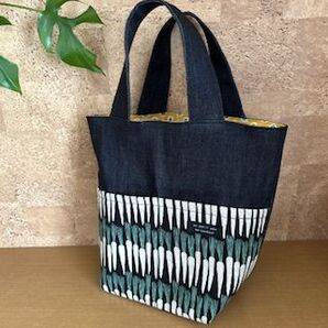 綿麻大根柄★TALL TOTEトートバッグ★ハンドメイド小サイズ