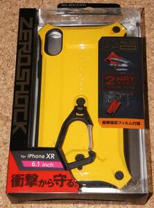 ☆新品★ELECOM iPhone XR ZEROSHOCK ゼロショック カラビナ イエロー