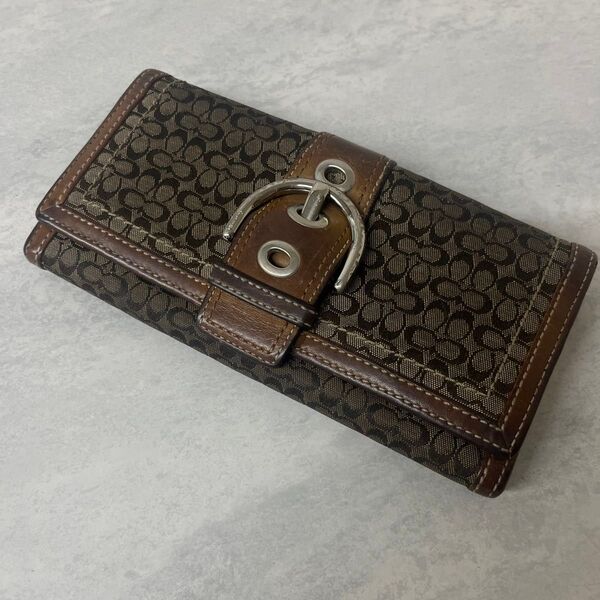 COACH コーチ 長財布 シグネチャー ブラウン キャンバス