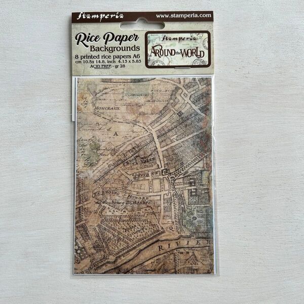 【新品】スタンぺリア A6ライスペーパーx8枚 (Around The World) ジャンクジャーナル コラージュ