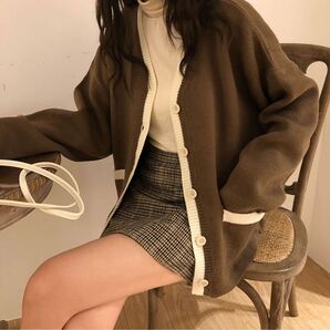 !!イチ押し!!ブラウン カーディガン 長袖 ルーズフィット ニット