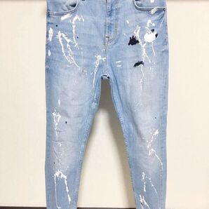 使いやすい 柔らかめ ペイント ZARA MAN デニム スキニー 30 パンツ メンズ ジーンズ ブルー ダメージ 青 ブルー