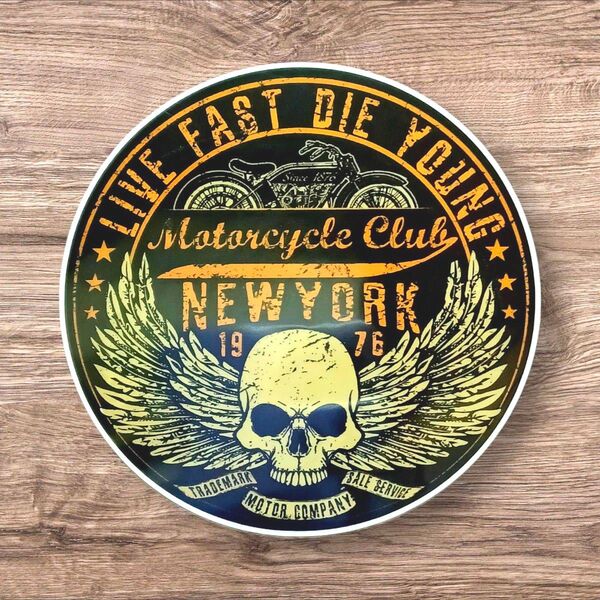 【BIKER STICKER 】バイク ヘルメット LIVE FAST DIE YOUNG スカル ヴィンテージ