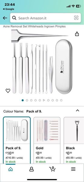 DUcare 9本ピンセット 角栓取り 先端は幅0.1mm ステンレス