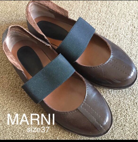 MARNIレザーバレーシューズ37