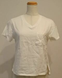 N.Natural Beauty Basic エヌ ナチュラルビューティーベーシック Tシャツ Vネック 白 スリット Mサイズ 半袖 akskre k2h①1129★