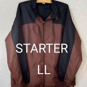 STARTER スターター ナイロンジャケット ジップアップ ブラウン×ブラック LL アウトドア 撥水 男女兼用 軽量 旅行