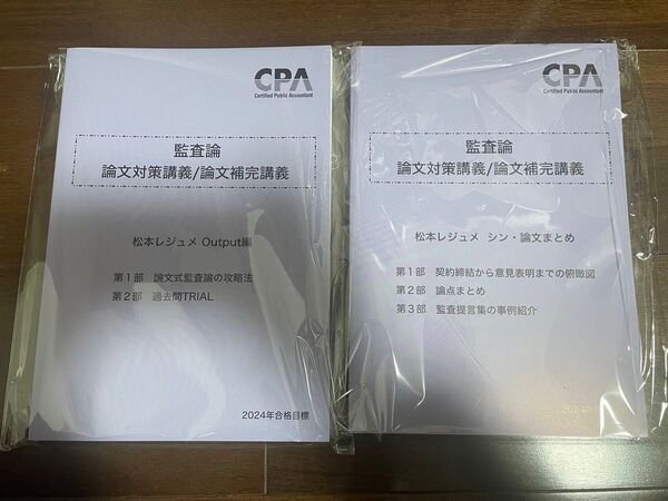 新品未使用 監査論 松本レジュメoutput編 松本レジュメ シン・論文まとめ 2024年合格目標