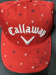 LPGA 河本結 直筆サイン入りcallawayキャップ フリーサイズ 新品 レッド