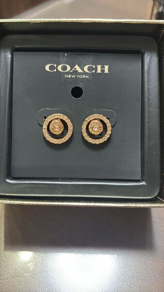《美品》正規品 coach ピンクゴールドサークル2wayピアス