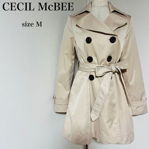 【USED】セシルマクビー CECIL McBEE トレンチコート スプリングコート ウエストベルト付 ベージュ