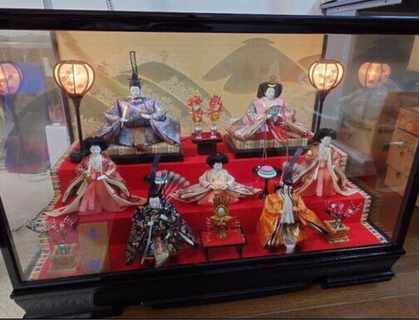 雛人形 三段 オルゴール ぼんぼり付