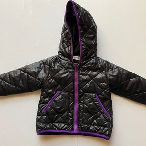 キッズ ジャケット 黒と紫 キルティング 男の子 90cm