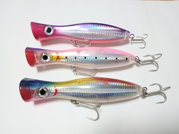 ソルト用 ポッパー 160mm 80g 3色セット ピンクイワシ・レインボー・パープル ブリ 青物 カンパチ ヒラマサ サワラ トップウォーター