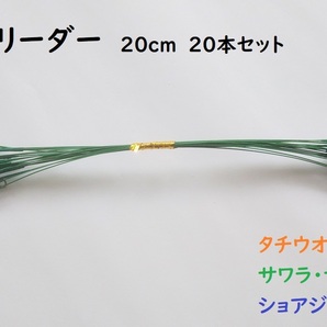 ワイヤーリーダー 20cm グリーン 20本 セット スナップ・サルカン付き ジギング ショア オフショア タチウオ サワラ サゴシ