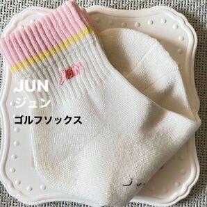 JUN ジュン ゴルフソックス 靴下 22〜24㎝ 厚地 ブランド ピンク ショート丈
